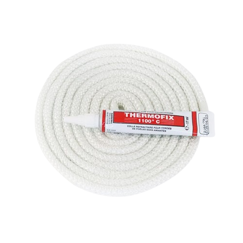 Joint rond tressé blanc ø 8 mm x 2,5 m + colle