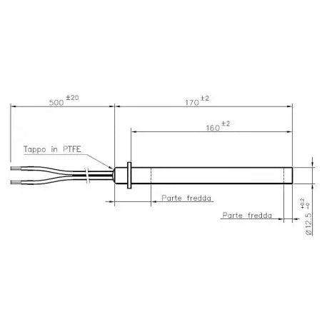 PALAZZETTI – Bougie d’allumage acier 350 W Ø 12,5 mm L 170 mm – BR-0025-PA