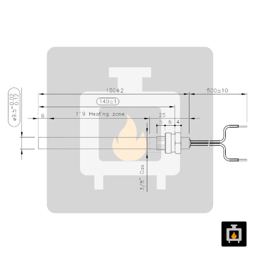 Interstoves – Bougie d’allumage acier 280 W Ø 9,9 mm L 150 mm – BR-0009-IS